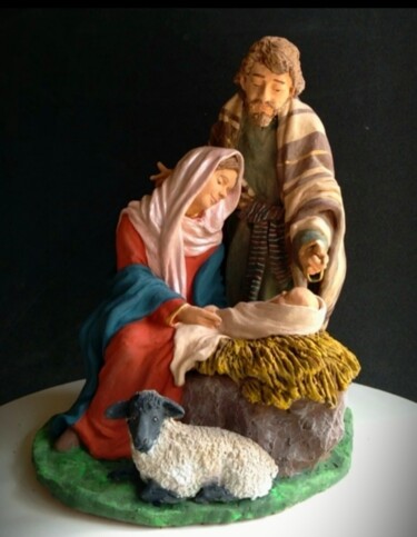 Скульптура под названием "Holy Family 3" - Arley Lopes, Подлинное произведение искусства, Керамика