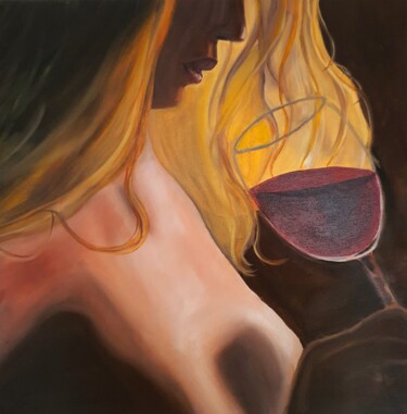 Painting titled "La femme 20" by Patricia Mouttet-Lopez, Original Artwork, Oil Mounted on Wood Stretcher frame