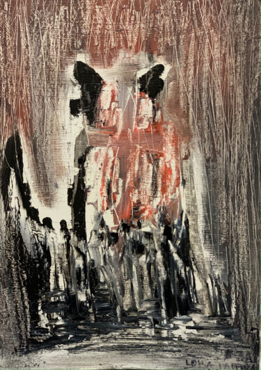 Malerei mit dem Titel "Two Black Red White…" von Lora Pavlova, Original-Kunstwerk, Öl