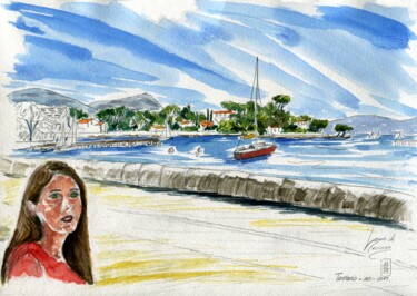 绘画 标题为“Corniche Michel Pac…” 由Loran De Cevinne, 原创艺术品, 水彩