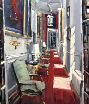 Painting titled "couloir rouge de pa…" by Lorann Lacave -Ladeuix, Original Artwork, Oil