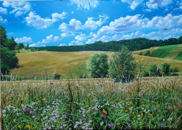 Pintura titulada "Flowery field" por Lorant Cucui, Obra de arte original, Acrílico