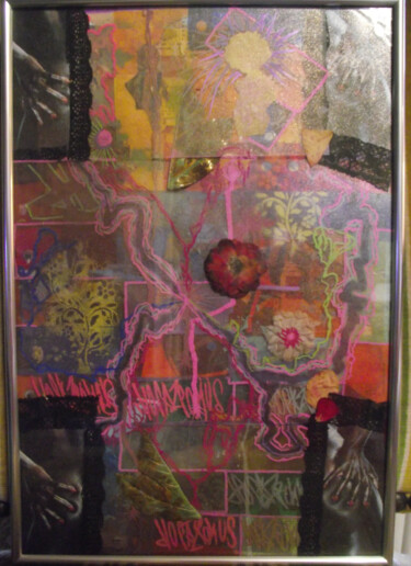 Collagen mit dem Titel "FlowAss" von Lord Faz, Original-Kunstwerk, Collagen Auf Plexiglas montiert