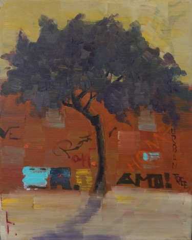 Painting titled "Urban tree" by Lorena Iavorschi, Original Artwork, Oil