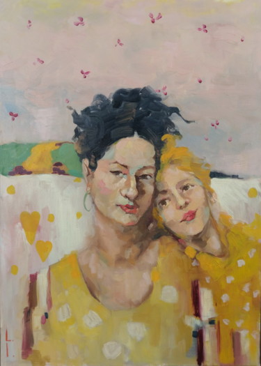 Painting titled "Mother and daughter" by Lorena Iavorschi, Original Artwork, Oil