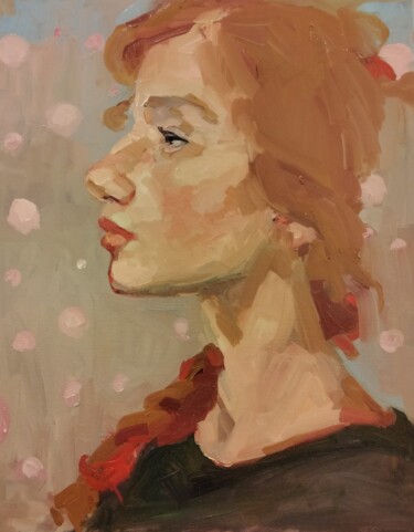 Painting titled "Pink snowflakes" by Lorena Iavorschi, Original Artwork, Oil
