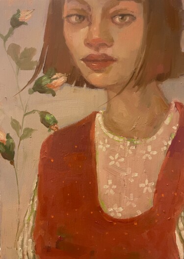Painting titled "Roses next to me" by Lorena Iavorschi, Original Artwork, Oil