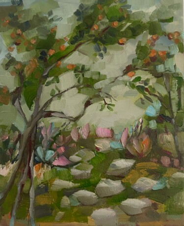 Pittura intitolato "Tangerine garden" da Lorena Iavorschi, Opera d'arte originale, Olio