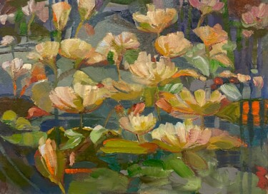 Pintura titulada "Water lilies" por Lorena Iavorschi, Obra de arte original, Oleo