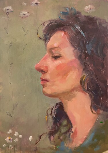 Painting titled "Day dreaming" by Lorena Iavorschi, Original Artwork, Oil