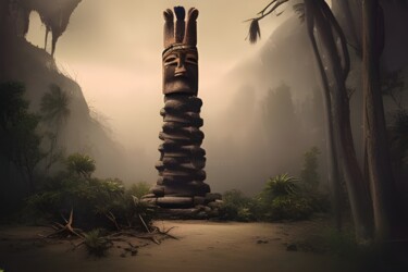 Digital Arts titled "totem africano" by Lorenzo Corti, Original Artwork, AI generated image