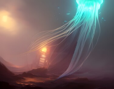 Digitale Kunst getiteld "medusa luminosa" door Lorenzo Corti, Origineel Kunstwerk, AI gegenereerde afbeelding