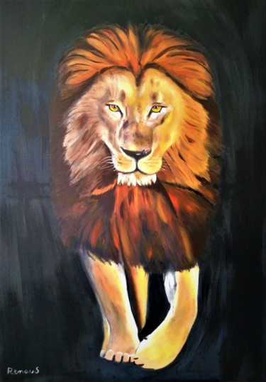 绘画 标题为“LION” 由Lorie Renaud, 原创艺术品, 油