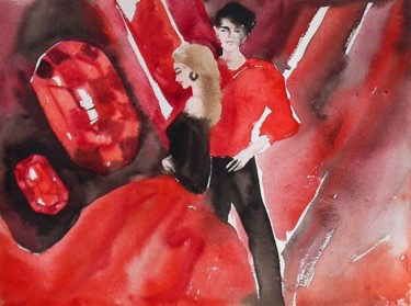 Peinture intitulée "Рубин" par Larisa Ilchenko, Œuvre d'art originale, Aquarelle