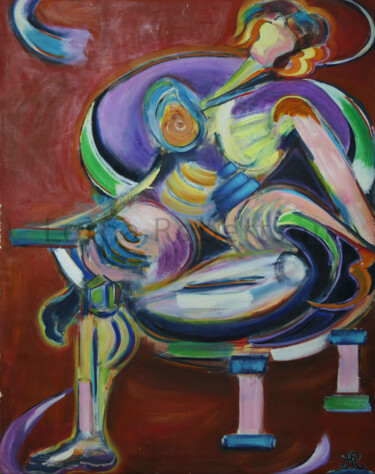 Schilderij getiteld "Seated Woman" door Lorna Dooling Robertson, Origineel Kunstwerk, Olie
