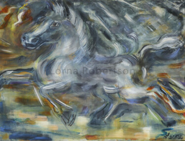 Peinture intitulée "Hansu Horse II" par Lorna Dooling Robertson, Œuvre d'art originale, Huile