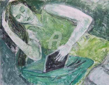 Estampas & grabados titulada "Woman Reading" por Lori Solymosi, Obra de arte original, Colagrafia