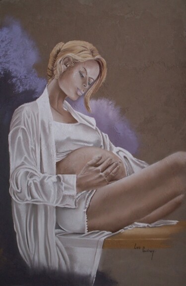 Pintura intitulada "Maternité" por Lou Auvray, Obras de arte originais