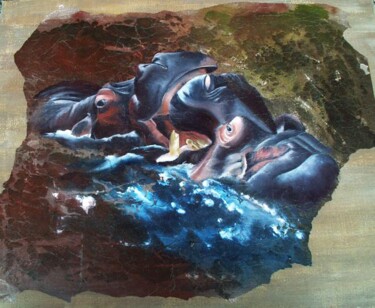 Pintura titulada "Hippos" por Lou Auvray, Obra de arte original