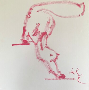Ζωγραφική με τίτλο "Chat blanc" από Loudmila Harscouet, Αυθεντικά έργα τέχνης, Λάδι Τοποθετήθηκε στο Ξύλινο φορείο σκελετό
