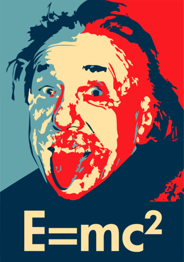 Grafika cyfrowa / sztuka generowana cyfrowo zatytułowany „Albert Einstein” autorstwa Louis Garcia, Oryginalna praca, 2D prac…