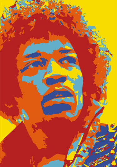 Arte digital titulada "Jimi Hendrix" por Louis Garcia, Obra de arte original, Trabajo Digital 2D