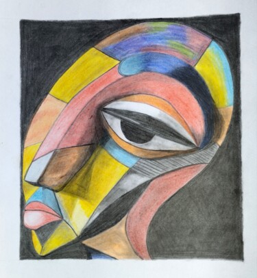 Dessin intitulée "portrait abstrait" par Louis Garcia, Œuvre d'art originale, Crayon
