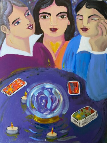 Картина под названием "Les Trois Diseuses…" - Louise Autréau, Подлинное произведение искусства, Акрил