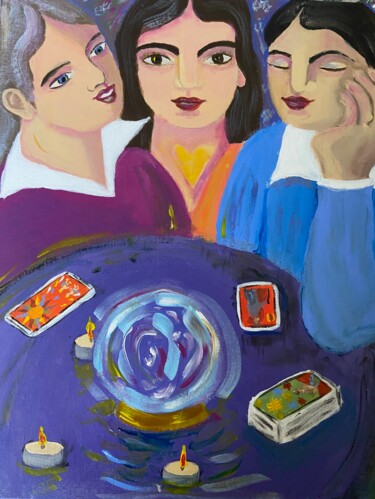 Painting titled "Les Trois Diseuses…" by Louise Autréau, Original Artwork, Acrylic