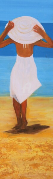 Картина под названием "Femme sur la plage" - Louise Bressange, Подлинное произведение искусства, Масло