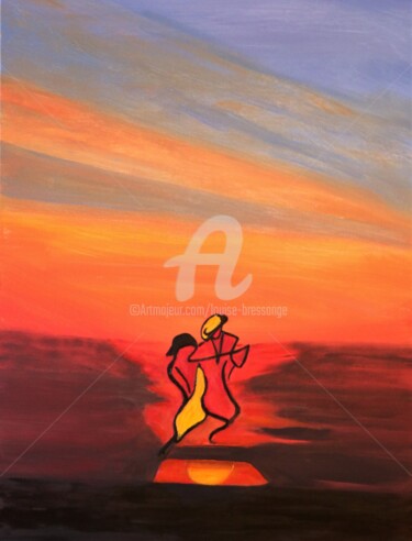 Peinture intitulée "Danse au soleil cou…" par Louise Bressange, Œuvre d'art originale, Gouache