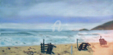 「sur-la-plage-abando…」というタイトルの絵画 Louise Bressangeによって, オリジナルのアートワーク, パステル