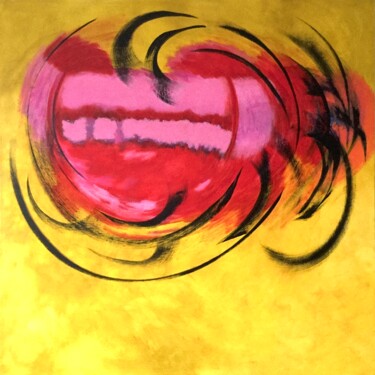 Painting titled "Coeur leger" by Louise Mauger, Original Artwork, Acrylic Mounted on Wood Stretcher frame