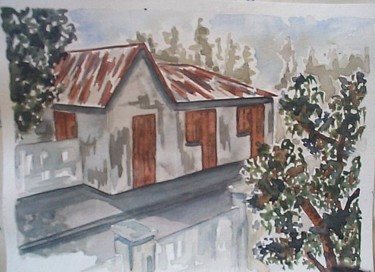 Peinture intitulée "case grise à St Pie…" par Louise, Œuvre d'art originale
