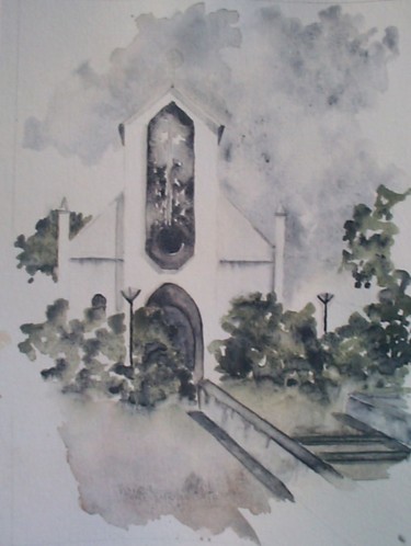 Peinture intitulée "Eglise de Terre Sai…" par Louise, Œuvre d'art originale