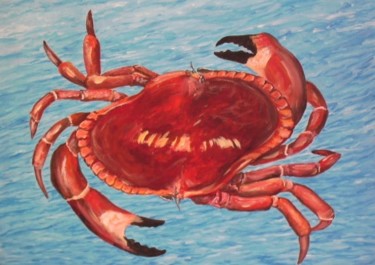 Peinture intitulée "Tcherno crab'" par Lou Niaro, Œuvre d'art originale, Huile