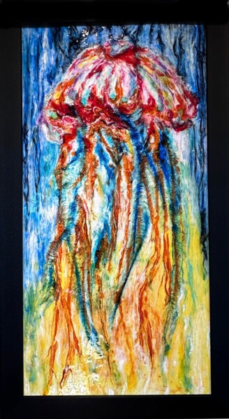 Pintura titulada "Rainbow Jellyfish" por Lourdes Rivera -Lulu, Obra de arte original, Acrílico
