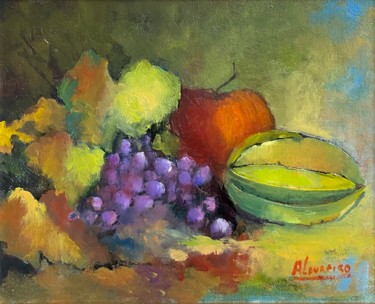 Painting titled "Still life" by Aluizio Loureiro, Original Artwork, Oil Mounted on Wood Panel