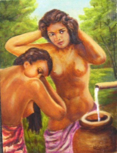 Peinture intitulée "La Toilette" par Lou Streel, Œuvre d'art originale, Huile