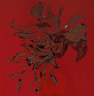 Schilderij getiteld ""Le Phoenix"" door Cécile Louvel, Origineel Kunstwerk, Acryl