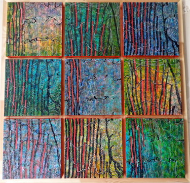 Pintura intitulada ""9 Bambous"" por Cécile Louvel, Obras de arte originais, Acrílico
