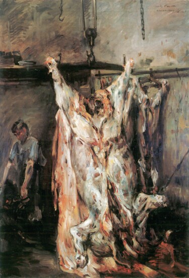 Malerei mit dem Titel "Bœuf abattu" von Lovis Corinth, Original-Kunstwerk, Öl