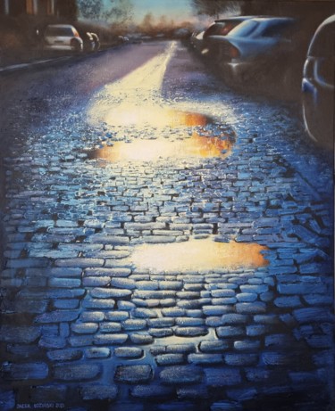 Painting titled "Puddles" by Jacek Łoziński, Original Artwork, Acrylic