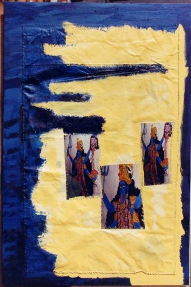 Peinture intitulée "JAUNE BLEU" par Laurence Savelli, Œuvre d'art originale, Huile