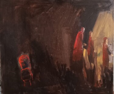Painting titled "Красный стул." by Lidiia Skargina, Original Artwork, Oil