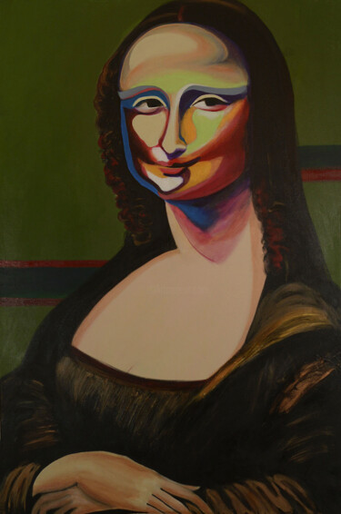 Pintura intitulada "If Mona Lisa Smiled…" por Lu Meng, Obras de arte originais, Acrílico Montado em Armação em madeira