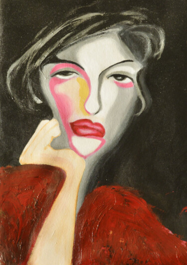 Peinture intitulée "Self-portrait" par Lu Meng, Œuvre d'art originale, Acrylique