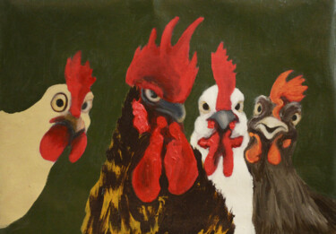 Painting titled "Onlookers" by Lu Meng, Original Artwork, Acrylic