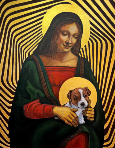 Painting titled "Madonna" by Lu Sakhno, Original Artwork, Acrylic Mounted on Wood Stretcher frame