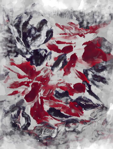 Painting titled "Red Splash" by Lu Sho, Original Artwork, Acrylic